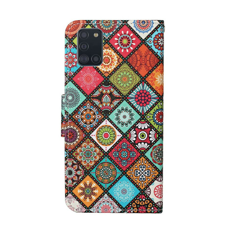 Samsung Galaxy A31 Tilkkutäkki Mandalas Kotelo hihnalla