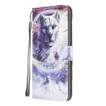 Samsung Galaxy A12 Winter Wolf Kotelo hihnalla