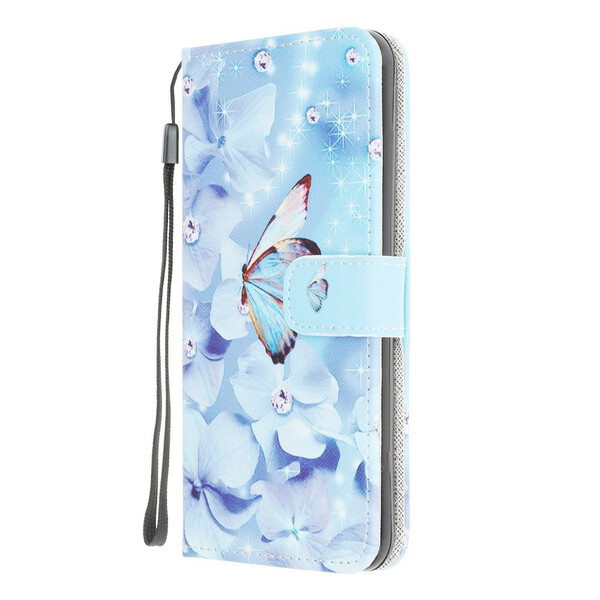 Samsung Galaxy A12 Diamond Butterfly hihna tapauksessa