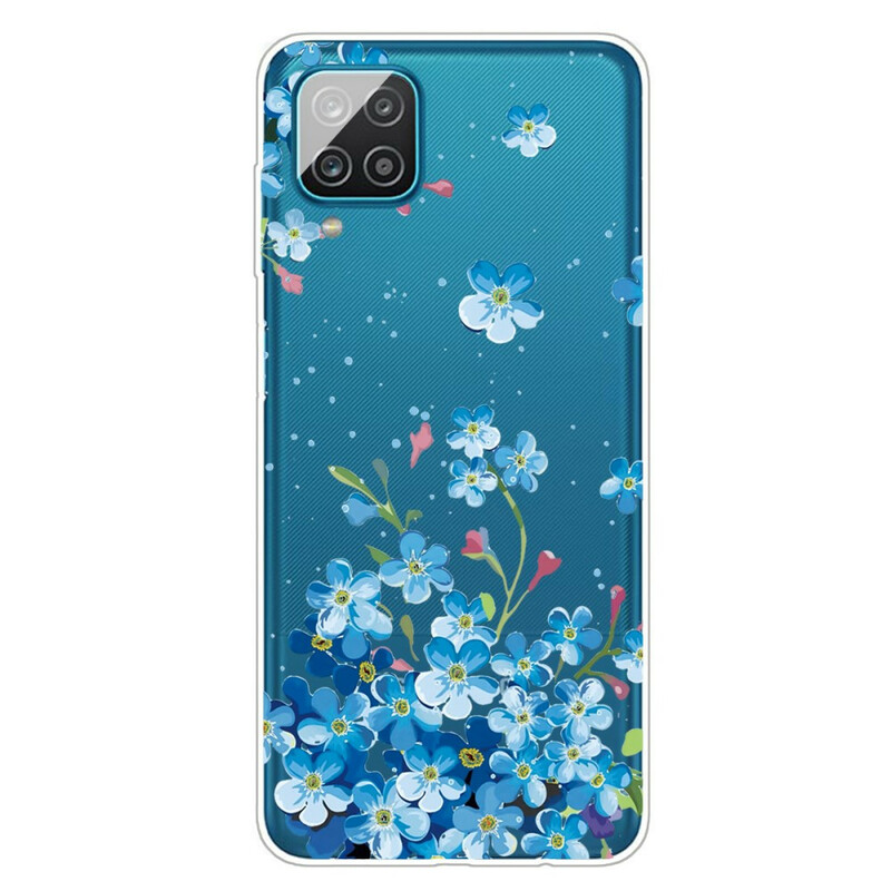 Samsung Galaxy A12 Siniset kukat Kotelo