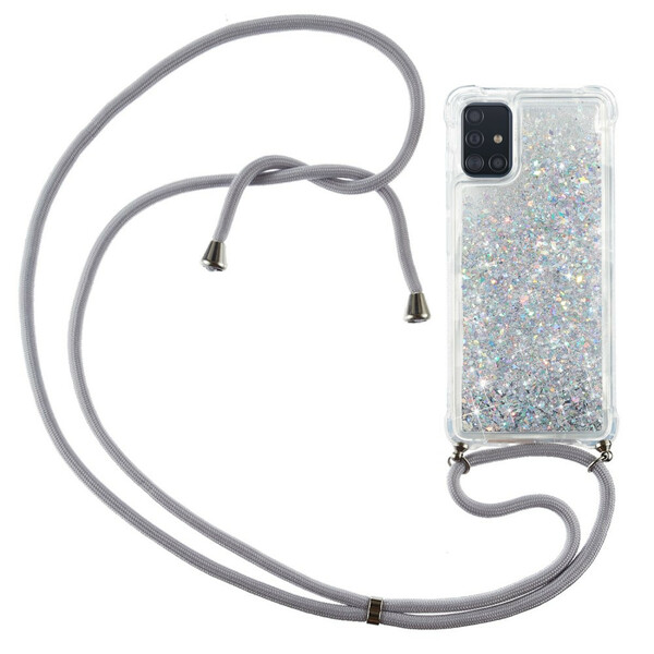 Samsung Galaxy A51 Glitter Kotelo, jossa on kaulanauha