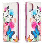 Flip Cover Samsung Galaxy A12 Värilliset perhoset