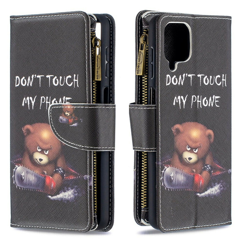 Samsung Galaxy A12 Kotelo vetoketjullinen tasku Bear