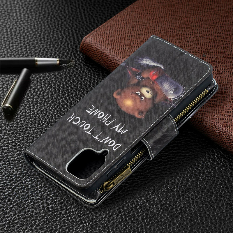 Samsung Galaxy A12 Kotelo vetoketjullinen tasku Bear