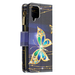 Samsung Galaxy A12 Kotelo Butterfly vetoketjullinen tasku