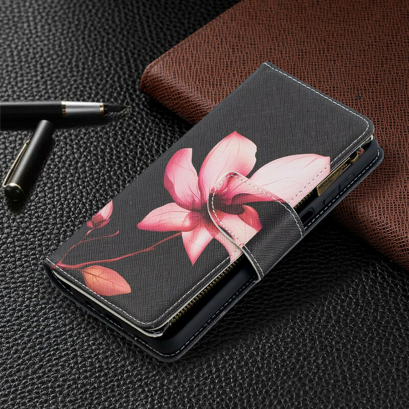 Samsung Galaxy A12 vetoketjullinen tasku Kukka