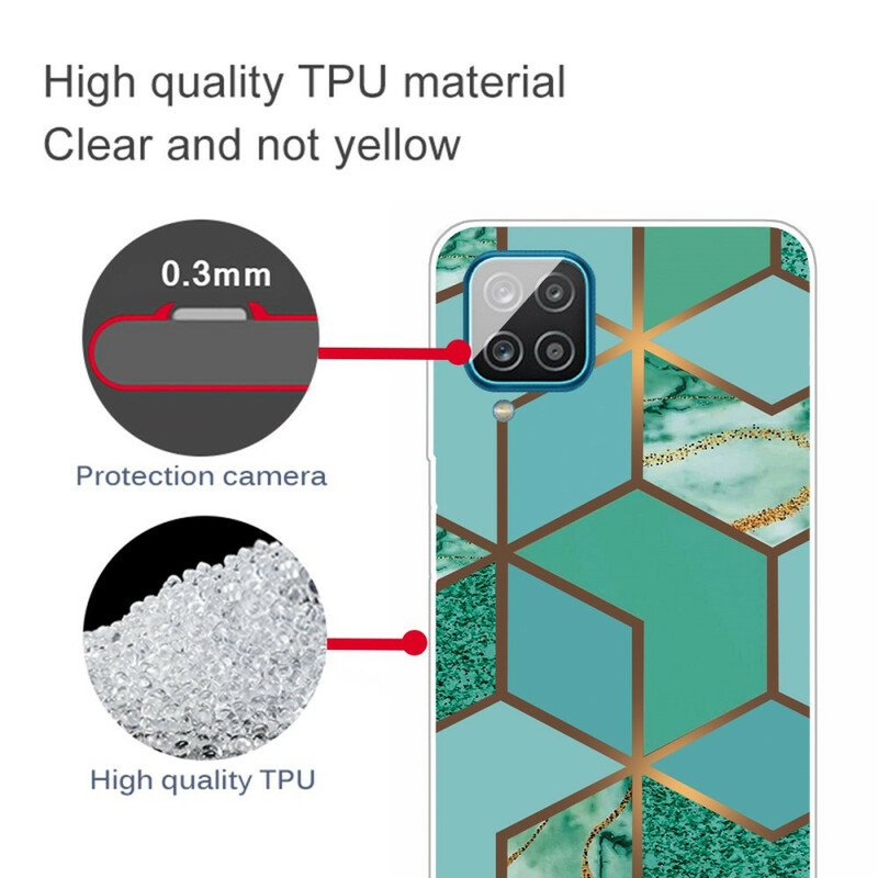 Samsung Galaxy A12 geometrinen marmori tapauksessa