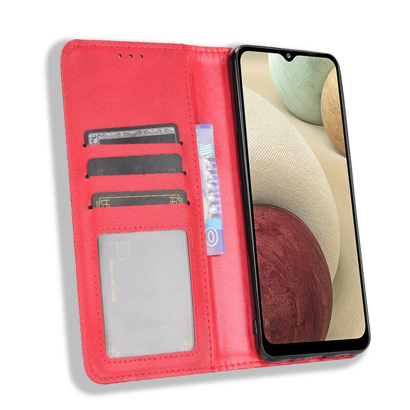 Flip Cover Samsung Galaxy A12 Nahkatehoste Vintage Tyylikäs