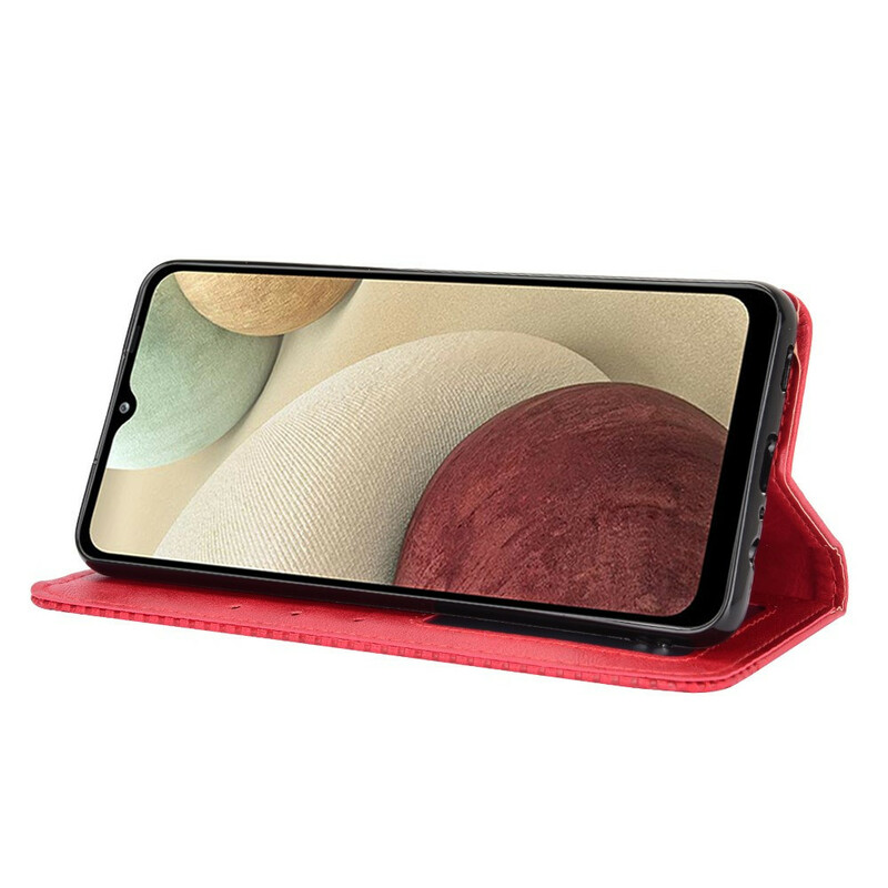 Flip Cover Samsung Galaxy A12 Nahkatehoste Vintage Tyylikäs