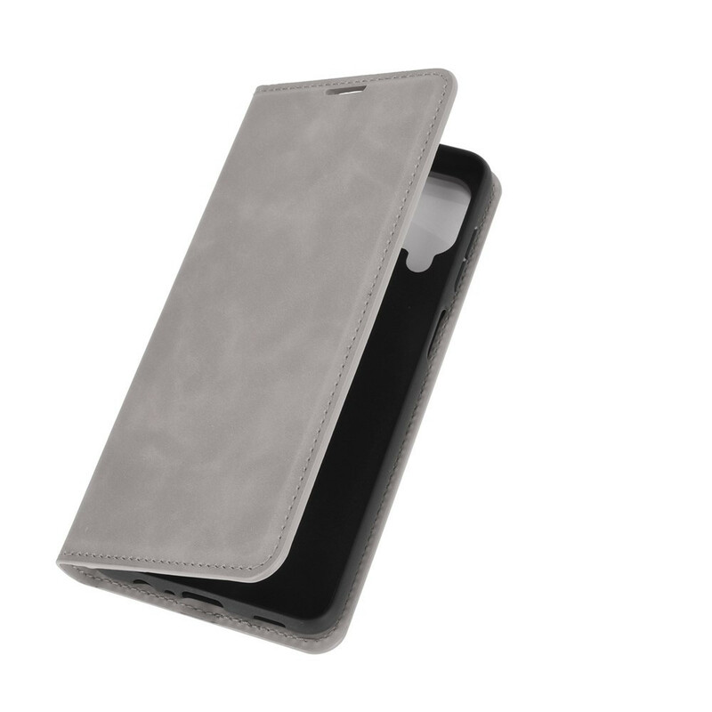 Flip Cover Samsung Galaxy A12 Pehmeä nahkatehoste