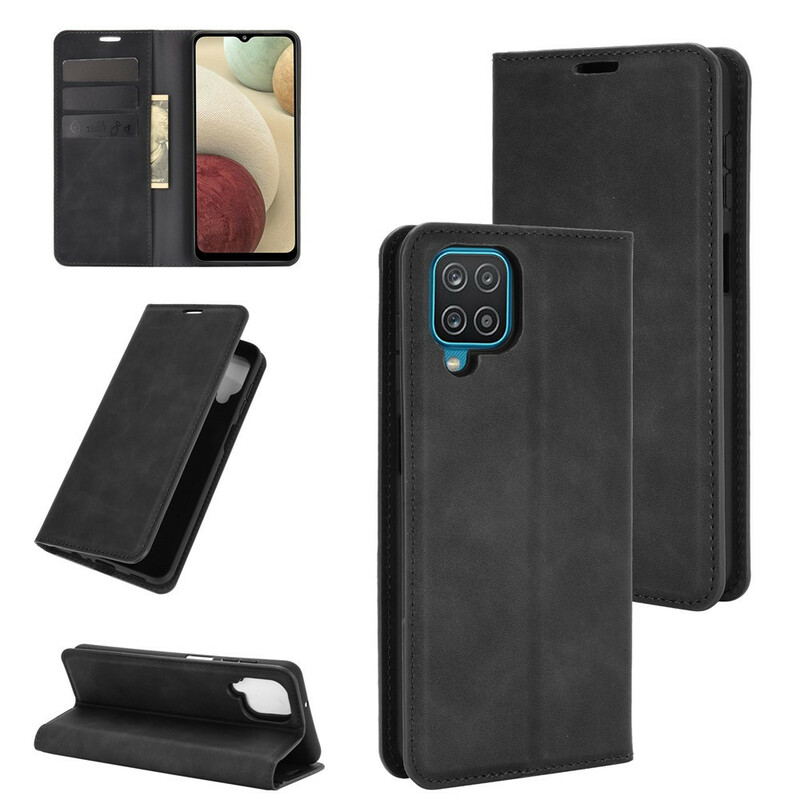 Flip Cover Samsung Galaxy A12 Pehmeä nahka Effect Flip Cover Samsung Galaxy A12 Pehmeä nahka Effect