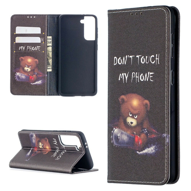 Flip Cover Samsung Galaxy S21 5G Vaarallinen karhu