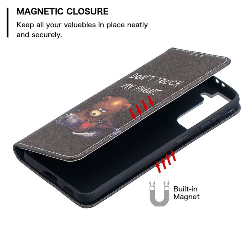 Flip Cover Samsung Galaxy S21 5G Vaarallinen karhu