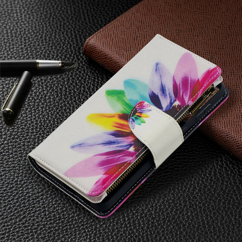 Samsung Galaxy S21 Plus 5G vetoketjullinen tasku asia Kukka