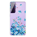 Samsung Galaxy S21 5G Siniset kukat Kotelo