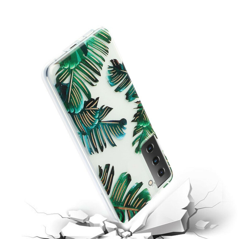 Samsung Galaxy S21 Plus 5G Clear Case Vihreät lehdet