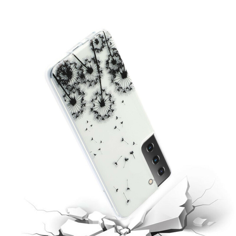 Samsung Galaxy S21 Plus 5G Clear Case Musta Dandelion