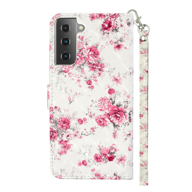 Samsung Galaxy S21 5G Kukka hihna tapauksessa vaaleat täplät