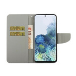 Samsung Galaxy S21 Plus 5G hihnasuojus värillisillä kukilla varustettuna