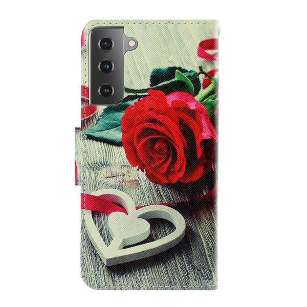 Samsung Galaxy S21 Plus 5G vaaleanpunainen romanttinen hihna tapauksessa