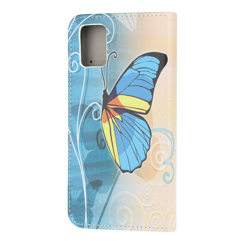 Samsung Galaxy A52 5G Butterfly Case sininen ja keltainen
